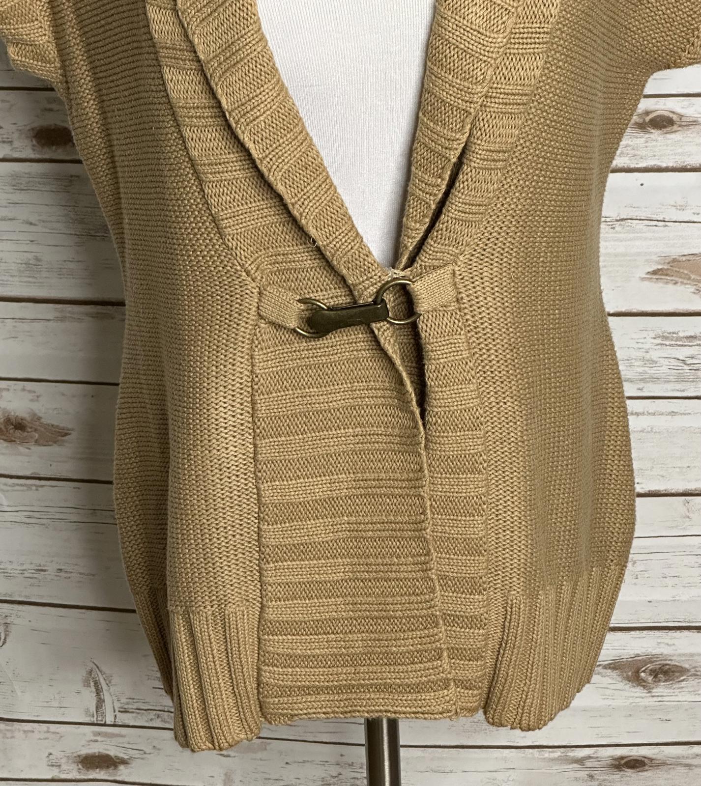 Lauren Ralph Lauren tan linen/cotton shawl collar toggle cardigan sweater Medium