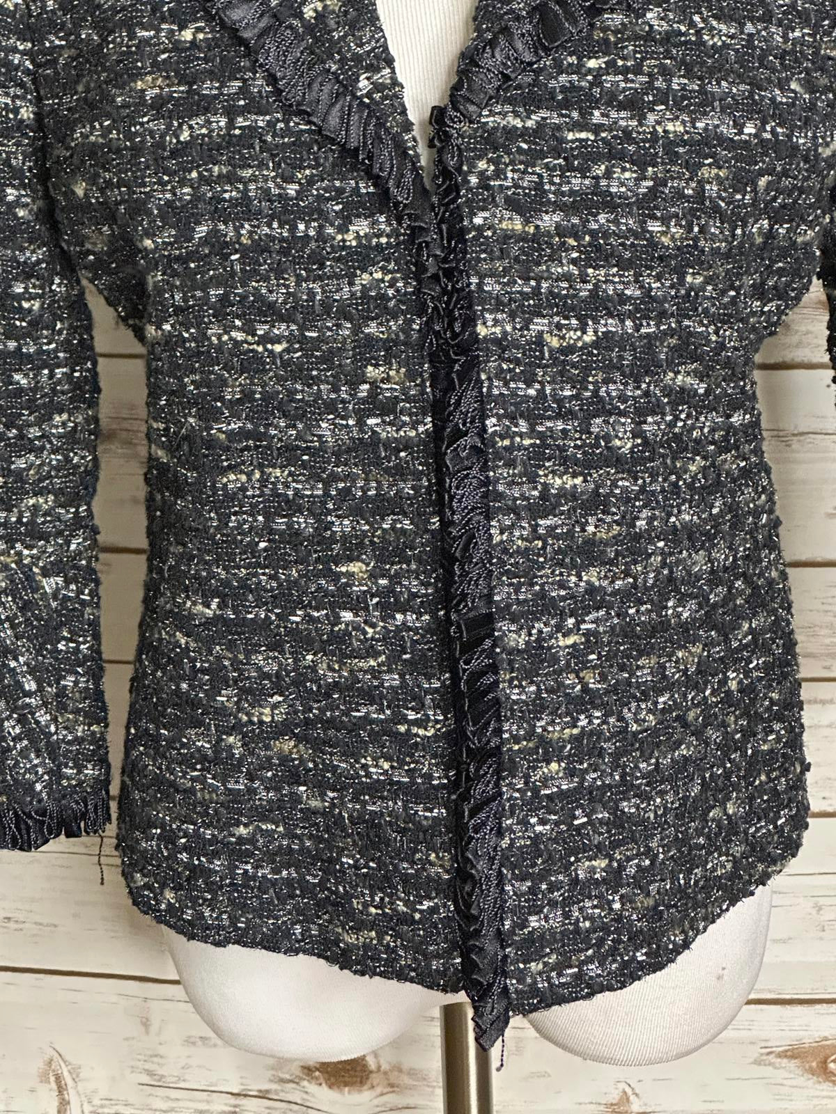 Lafayette 148 NY Petite classic black/white wool-blend tweed blazer/jacket 10