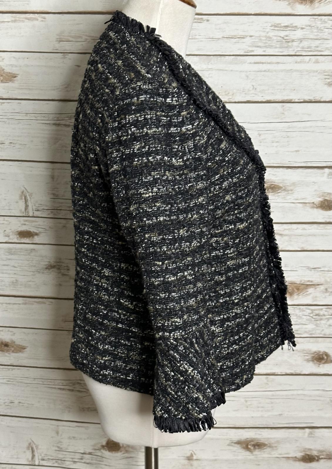 Lafayette 148 NY Petite classic black/white wool-blend tweed blazer/jacket 10