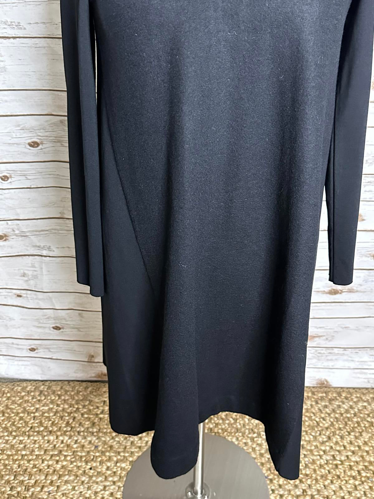 COS modern classic minimalism black long sleeve knit swing/A-line dress Large