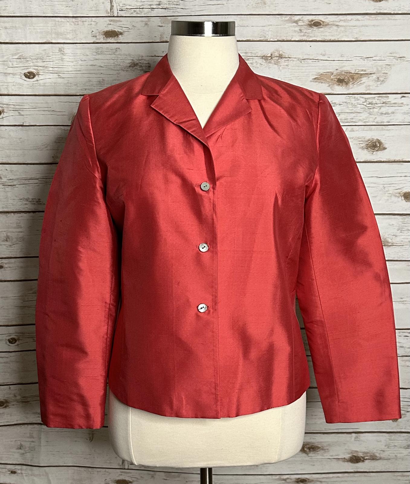 Vintage classic pink Talbots Pure Silk shantung single-breasted blazer Size 16