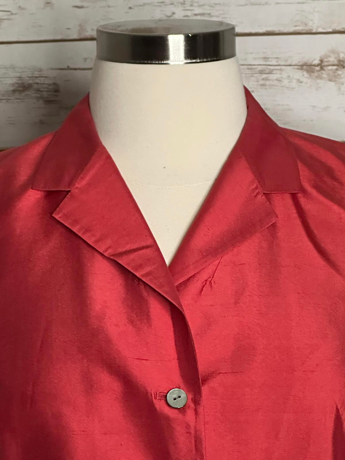 Vintage classic pink Talbots Pure Silk shantung single-breasted blazer Size 16