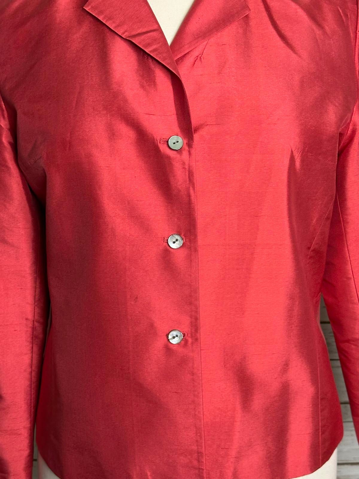 Vintage classic pink Talbots Pure Silk shantung single-breasted blazer Size 16