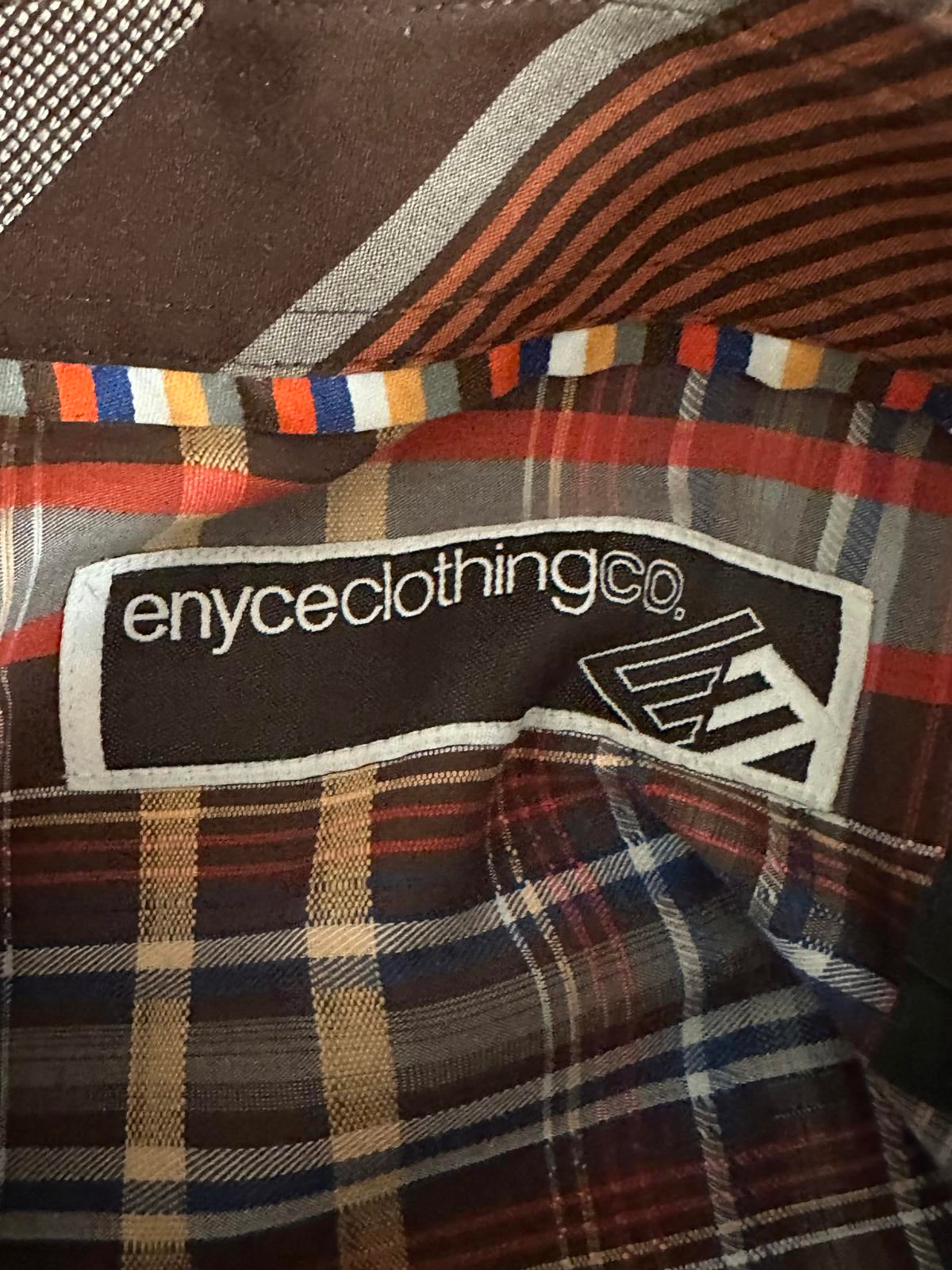 Vintage Enyce Y2K streetwear brown plaid long sleeve button-up shirt Size XXL