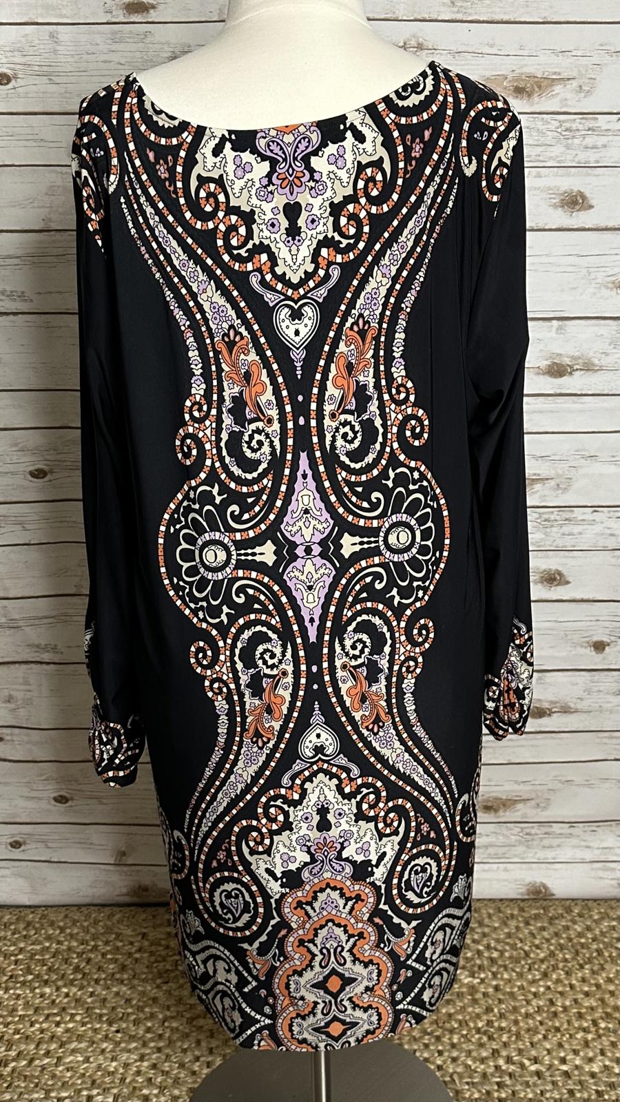 INC International Concepts black baroque long sleeves shift dress/tunic Size 3X