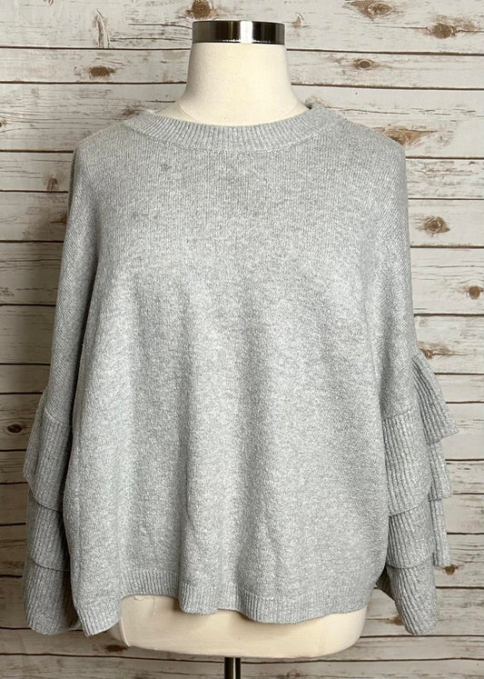 Who What Wear classic lt grey tiered ruffled long sleeve knit sweater Size 3X