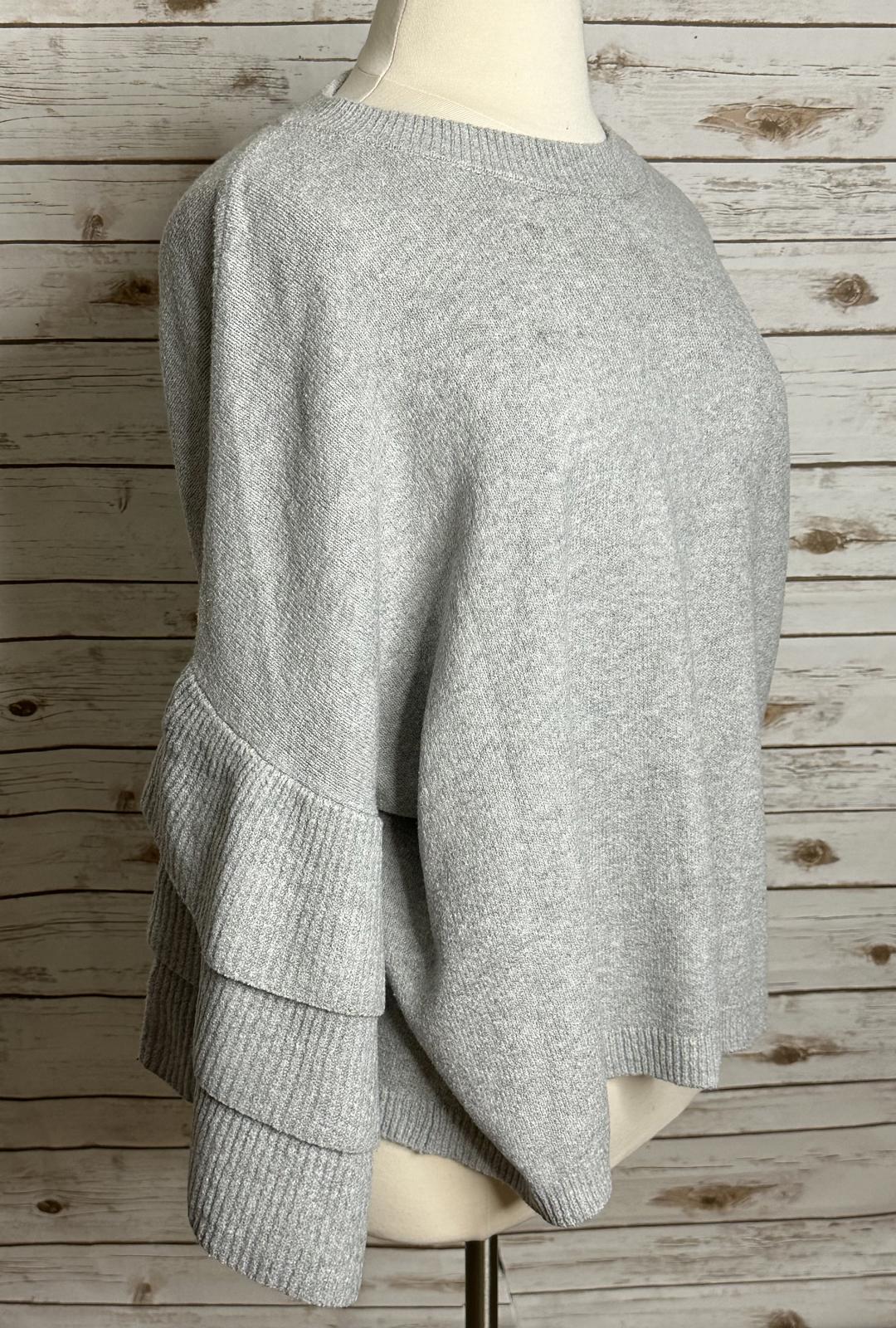 Who What Wear classic lt grey tiered ruffled long sleeve knit sweater Size 3X