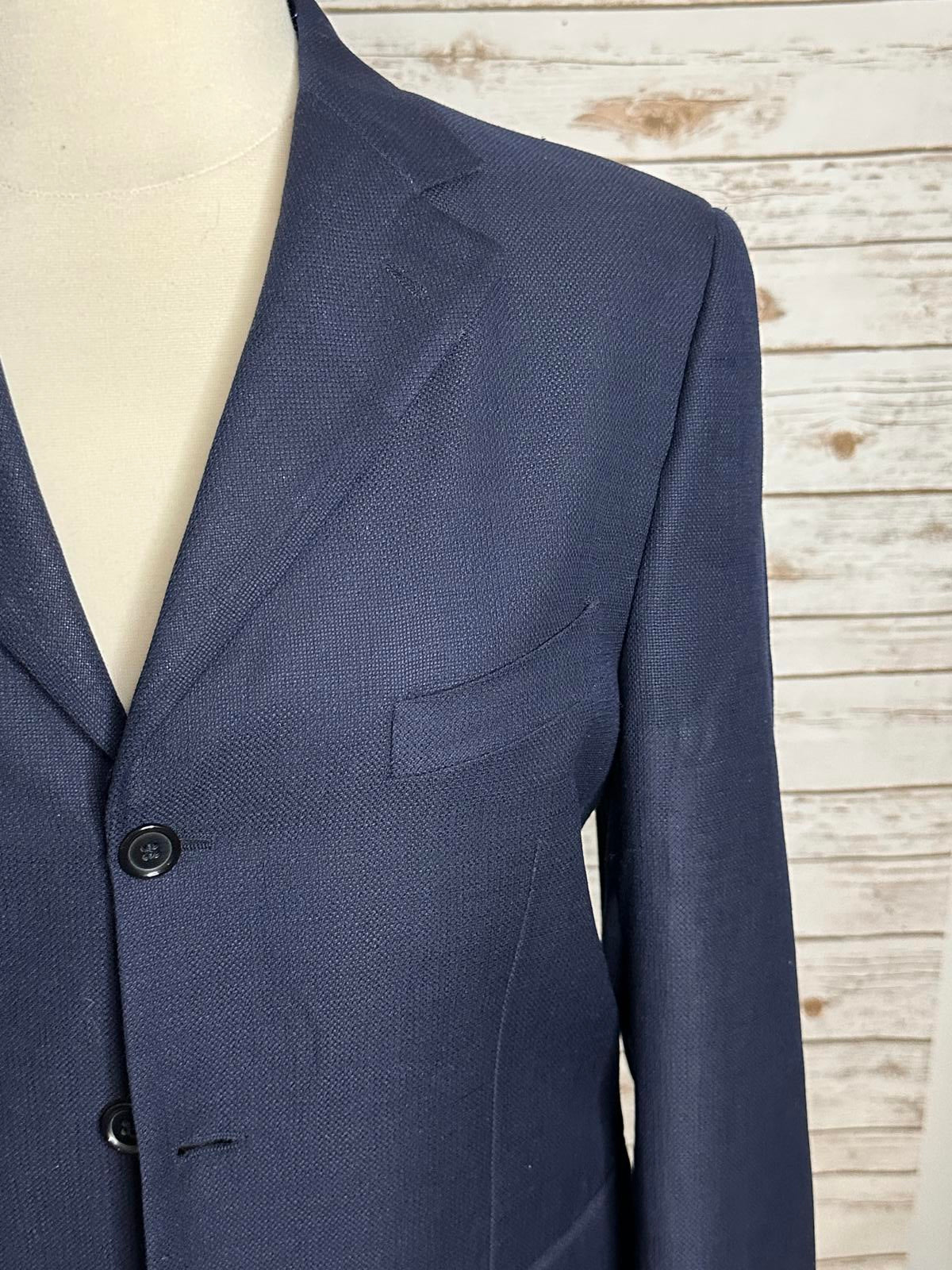 Classic navy Italian wool single-breasted 3-button blazer/sportscoat Size 52