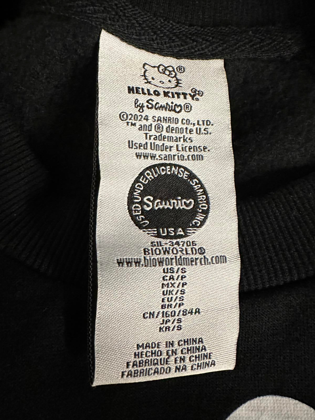 Sanrio Hello Kitty kawail black graphic cotton-blend fleece sweatshirt Size S