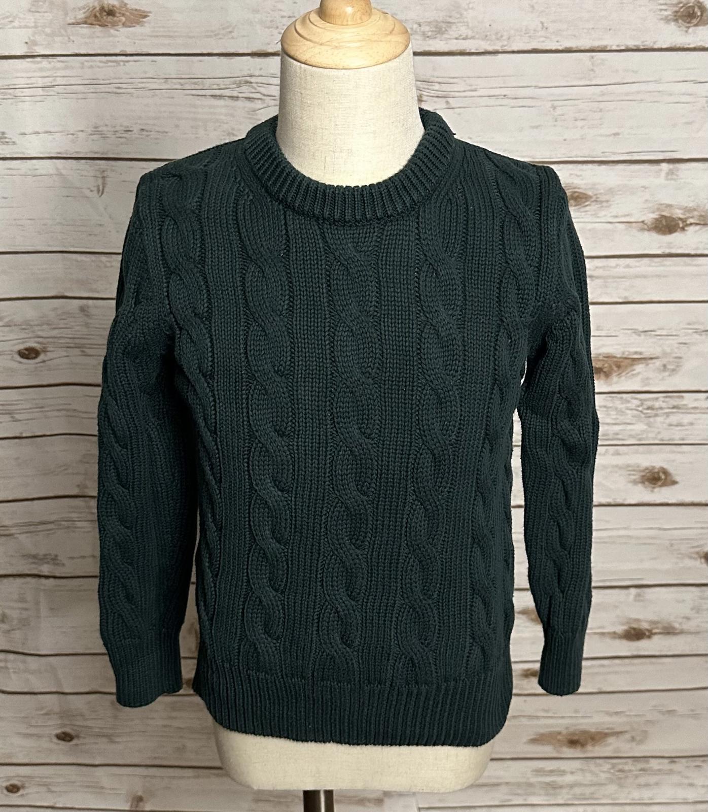 Crewcuts classic green cotton crewneck cable-knit pullover sweater Size XS