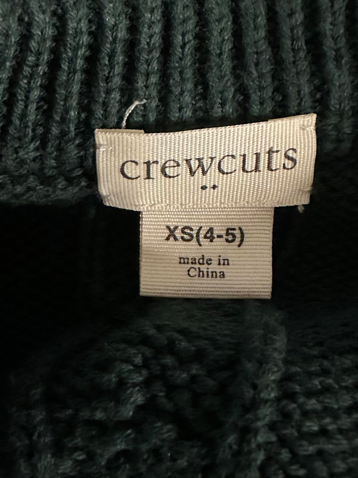 Crewcuts classic green cotton crewneck cable-knit pullover sweater Size XS