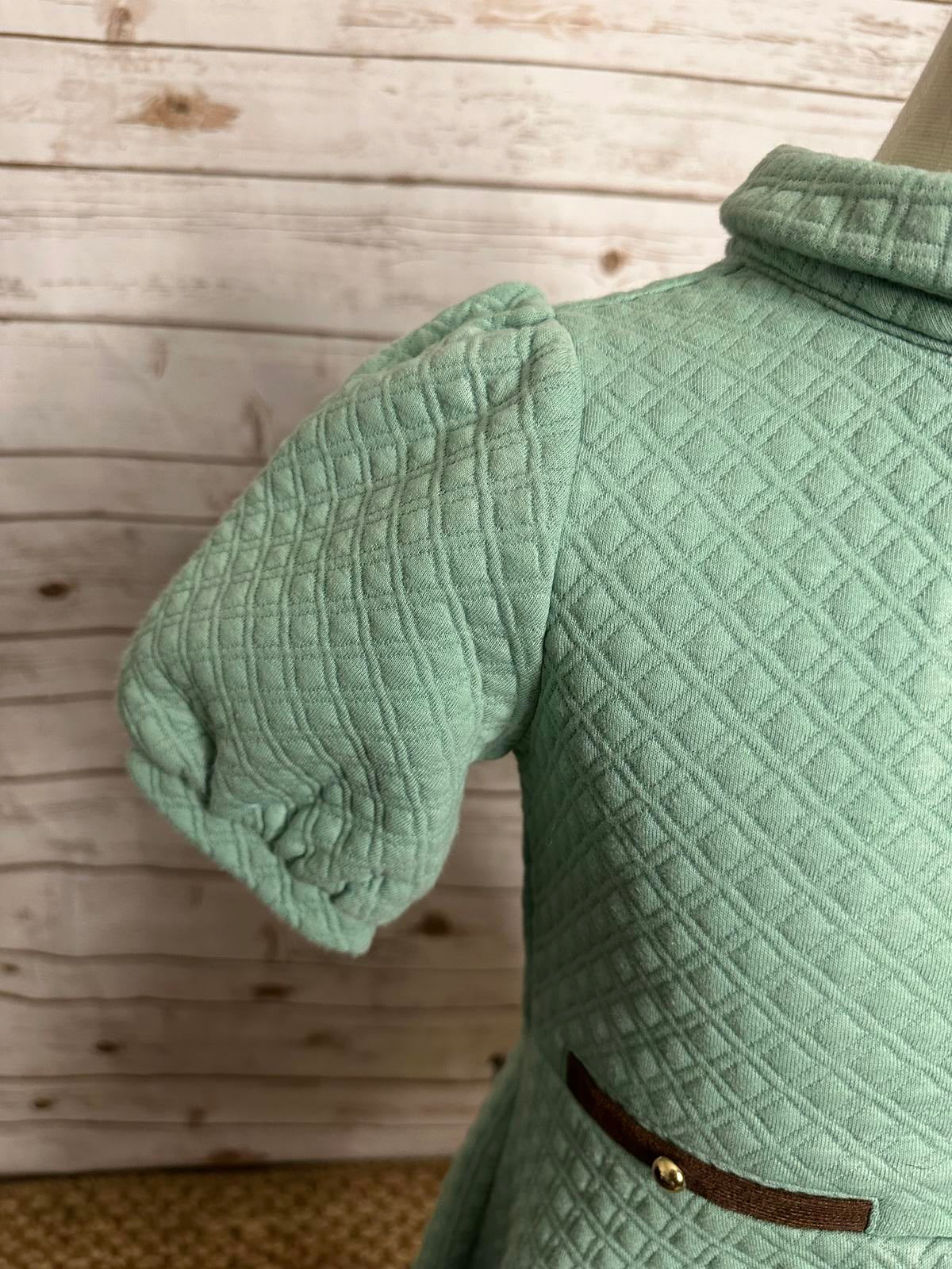 Janie and Jack classic mint green puff sleeve quilted fit and flare dress Size 7