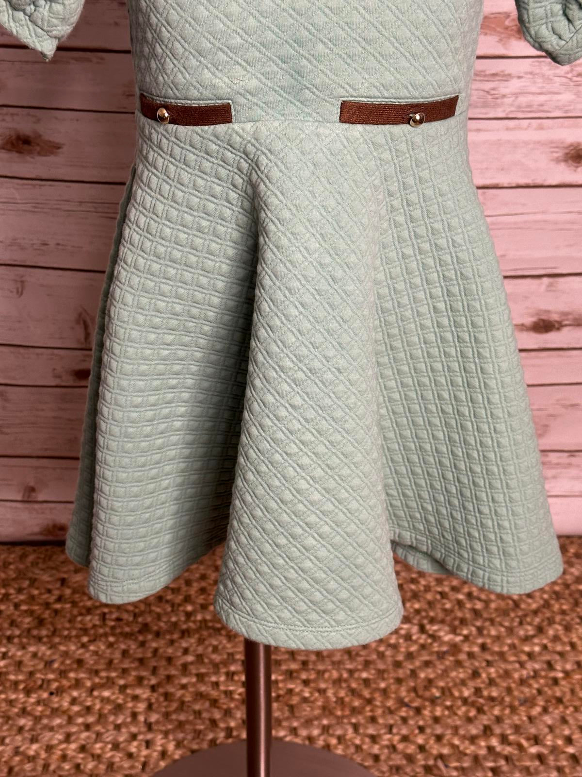 Janie and Jack classic mint green puff sleeve quilted fit and flare dress Size 7