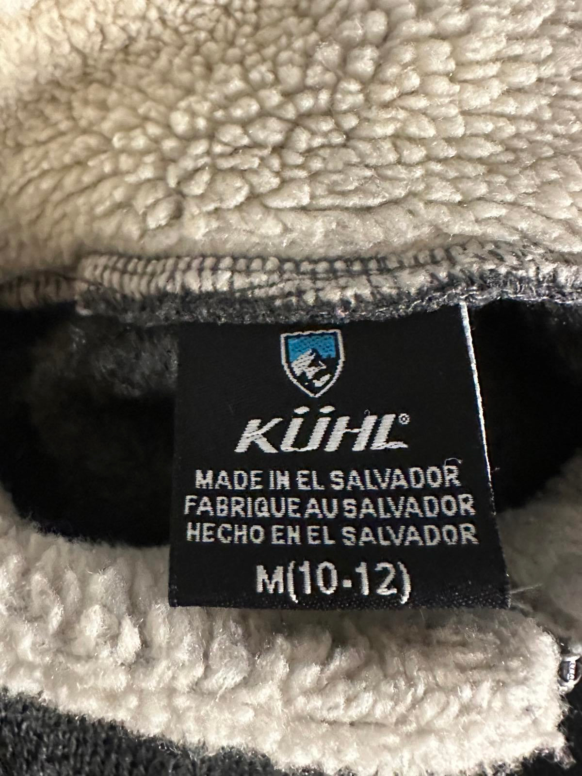 KUHL gorpcore grey sherpa-lined 1/4 zip fleece knit pullover Youth M (10-12)