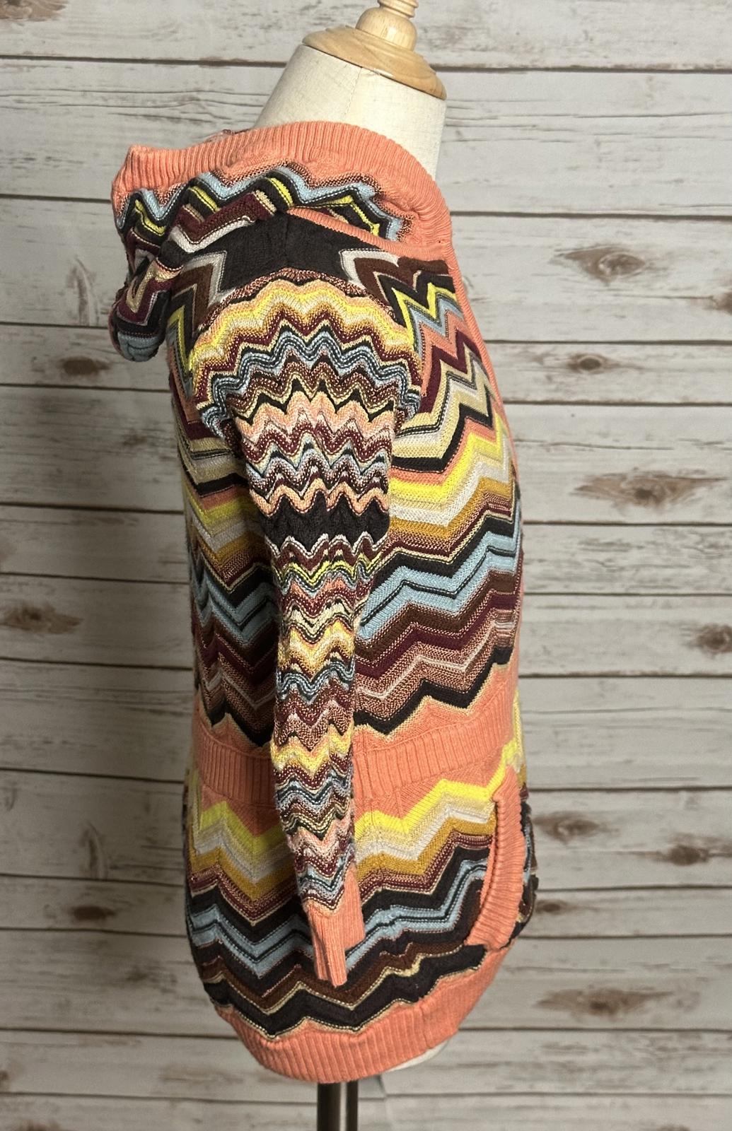 Missoni for Target retro multicolored chevron knit zip front hooded sweater 3/3T