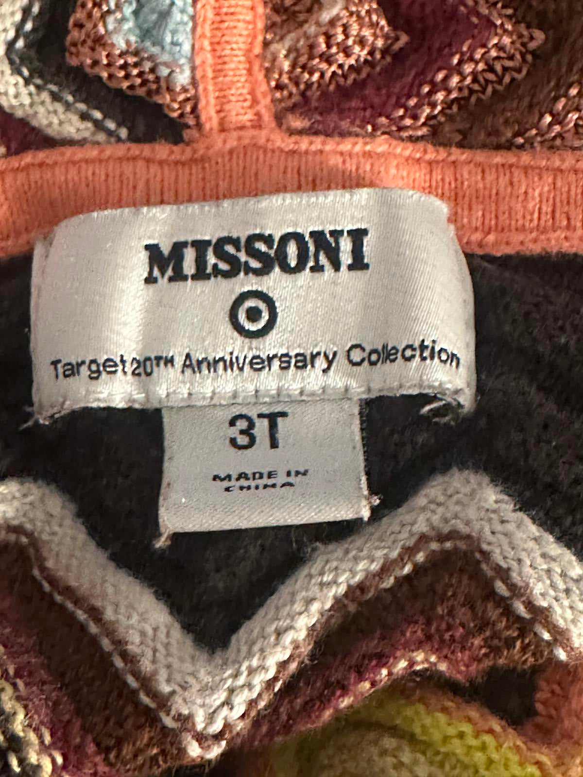 Missoni for Target retro multicolored chevron knit zip front hooded sweater 3/3T