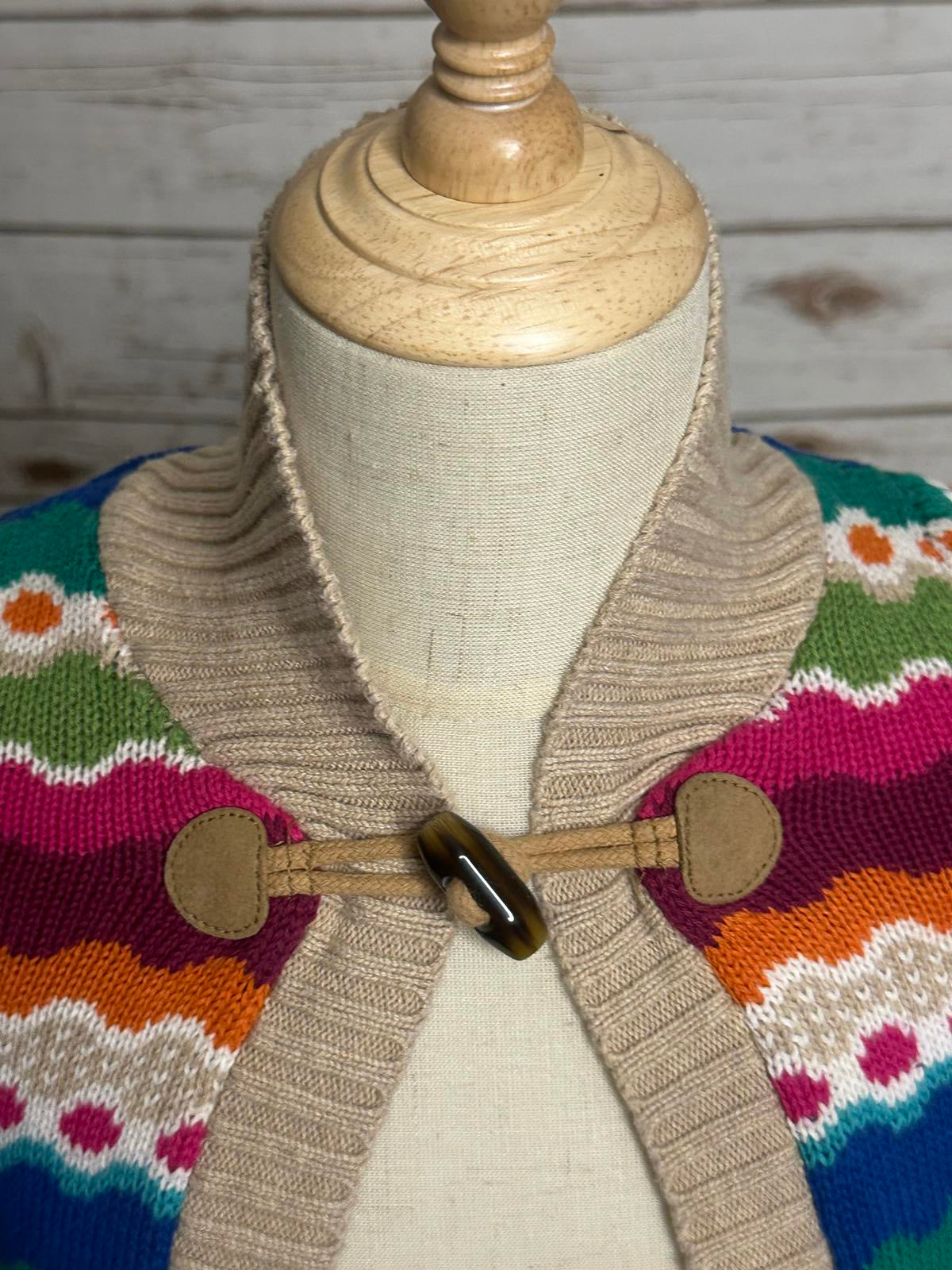 Gymboree Sweet Music rainbow Fair Isle cotton toggle knit cardigan sweater 6-12M