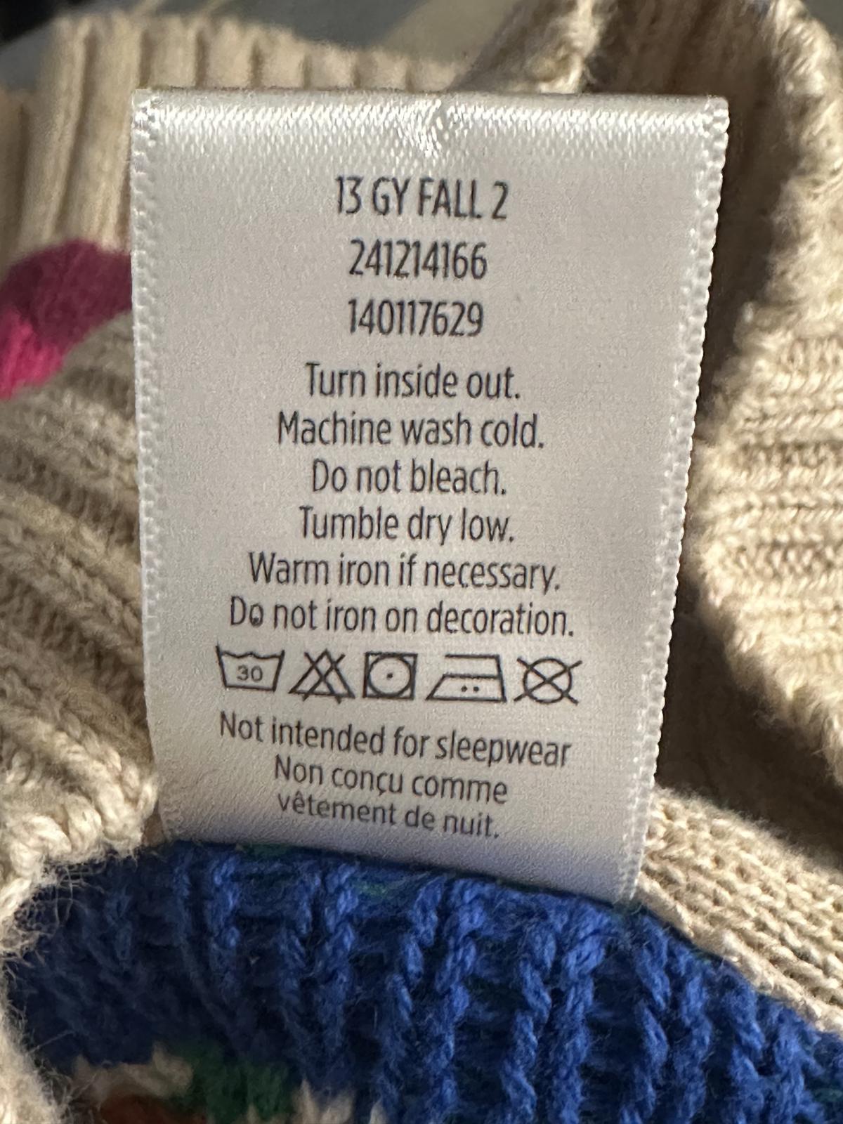 Gymboree Sweet Music rainbow Fair Isle cotton toggle knit cardigan sweater 6-12M