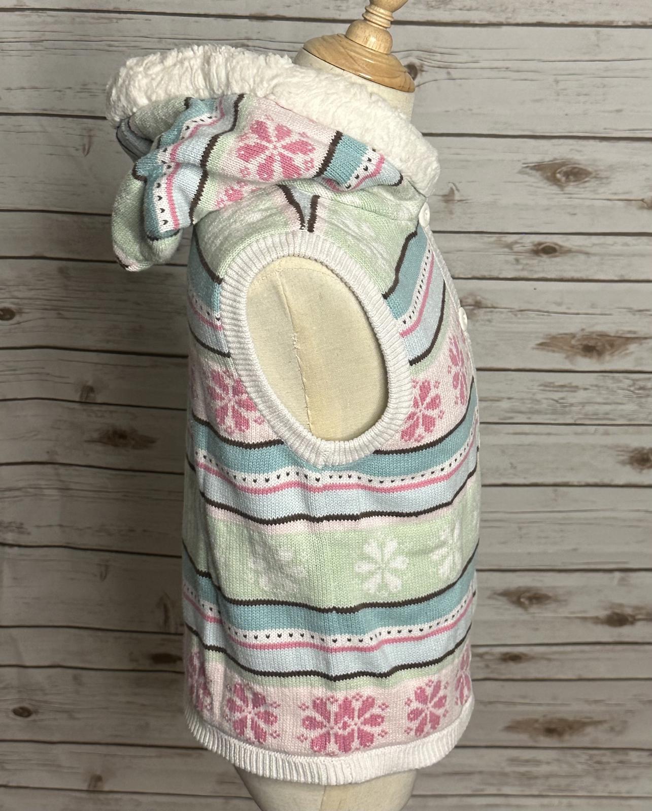 Gymboree Winter Ballerina Fair lsle hooded button-down sweater vest Size M (7-8)