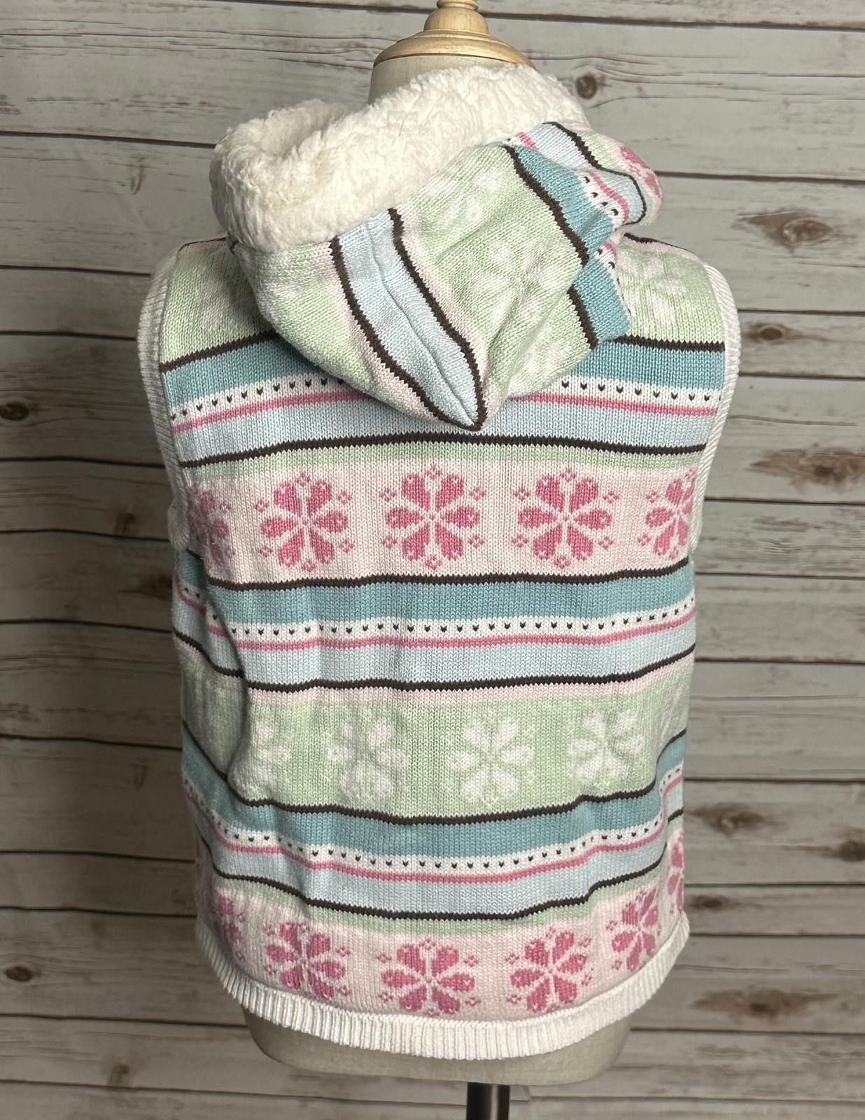 Gymboree Winter Ballerina Fair lsle hooded button-down sweater vest Size M (7-8)