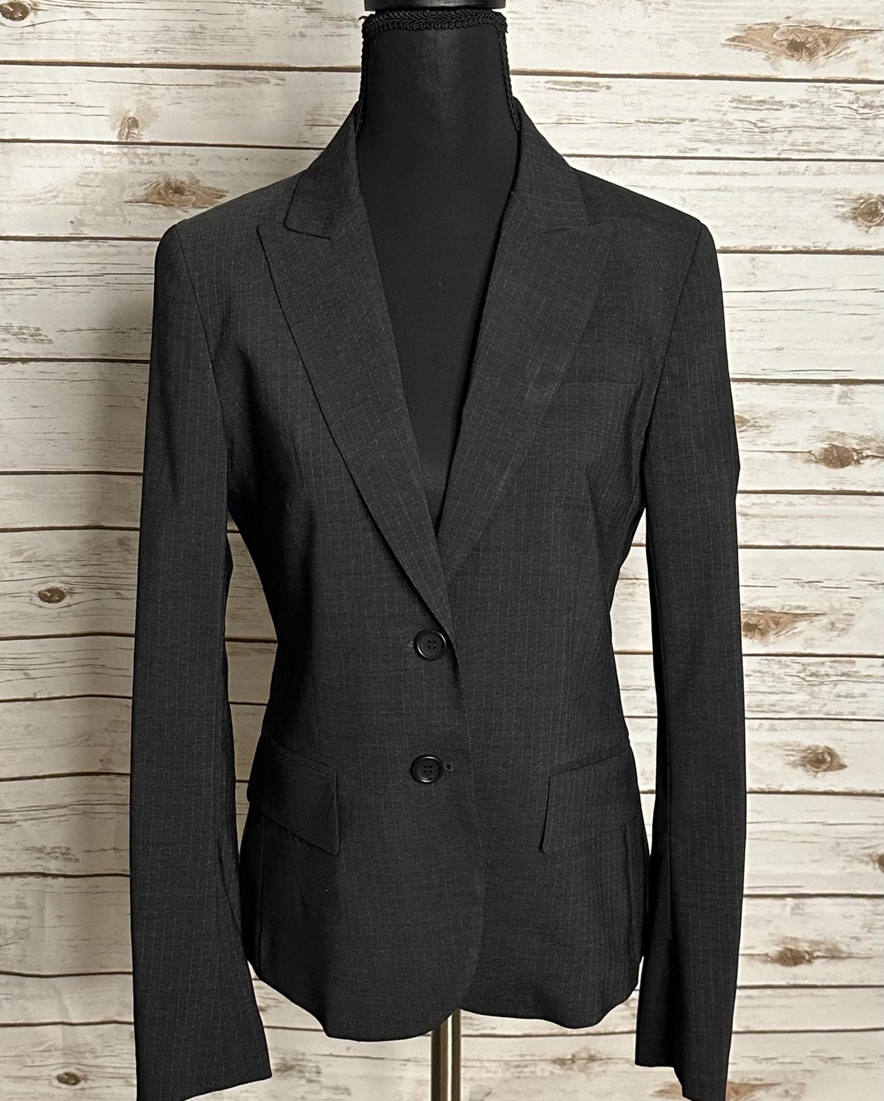 theory classic corpcore grey pinstriped wool-blend single-breasted blazer Size 4