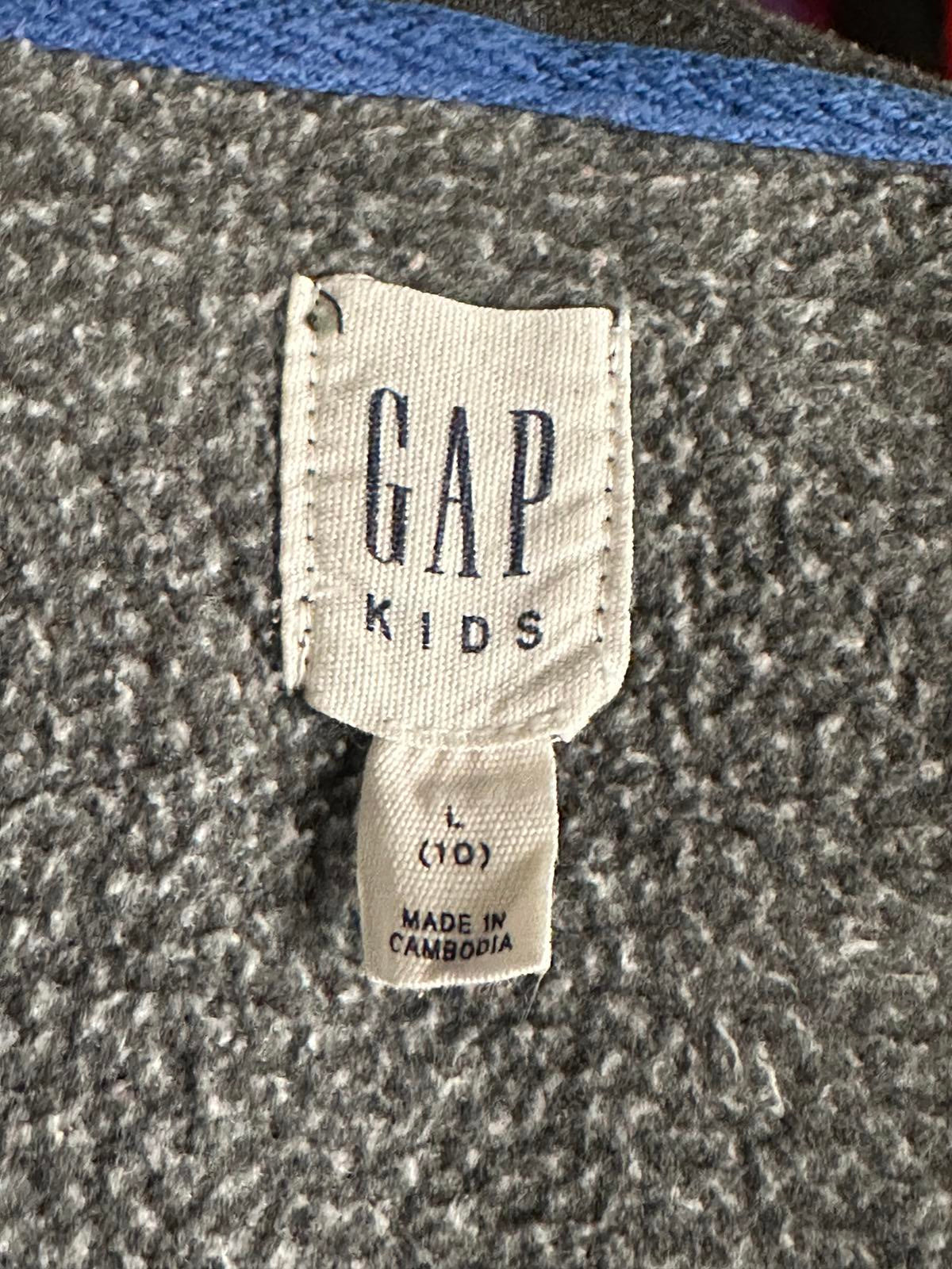 GAP Kids grey/blue full zip embroidered logo hoodie/fleece jacket Youth L (10)