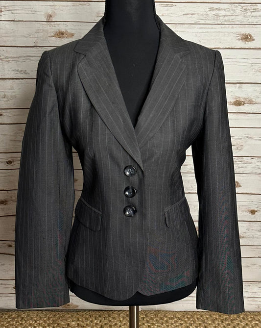 Ann Taylor Italian classic grey/lt blue wool tailored single breasted blazer 2P