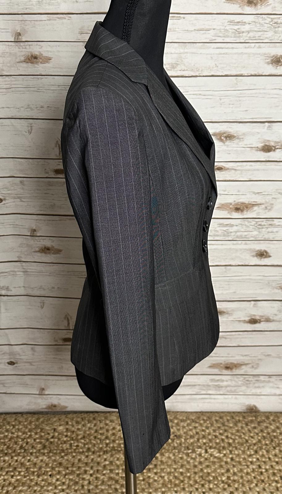 Ann Taylor Italian classic grey/lt blue wool tailored single breasted blazer 2P