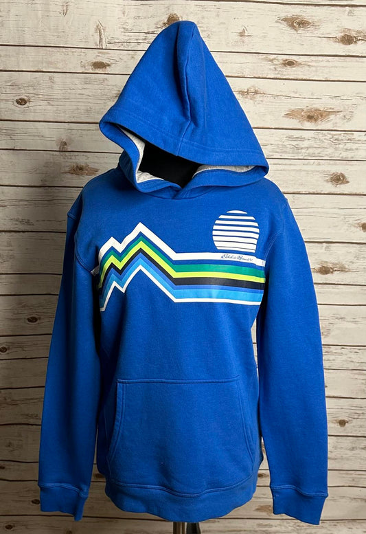 Eddie Bauer blue retro graphic pullover hoodie/hooded sweatshirt Youth L (14-16)