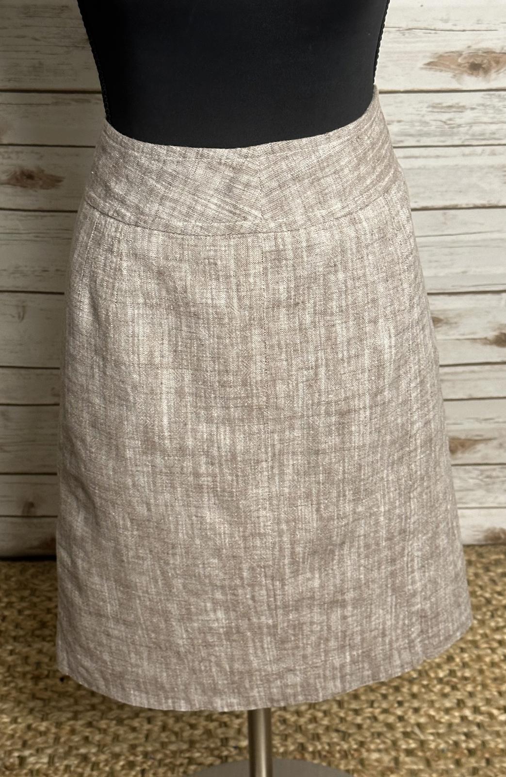 Ann Taylor classic beige textured linen/cotton knee length pencil skirt Size 2