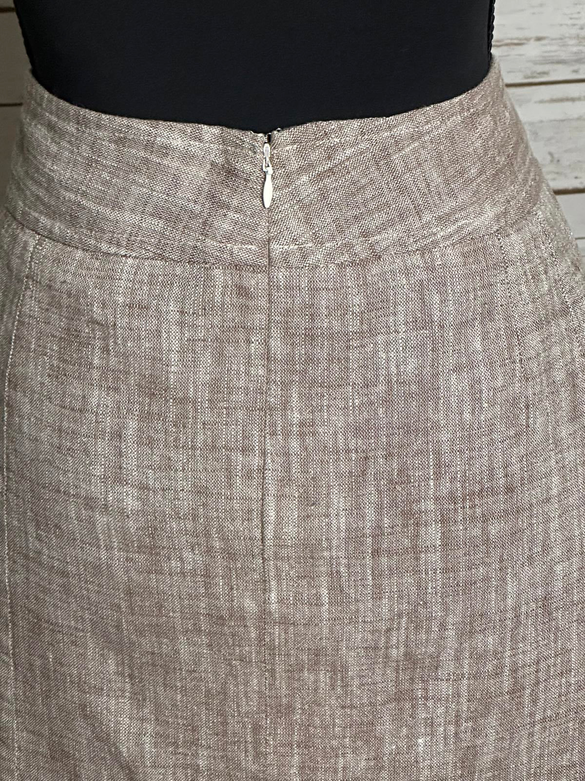 Ann Taylor classic beige textured linen/cotton knee length pencil skirt Size 2