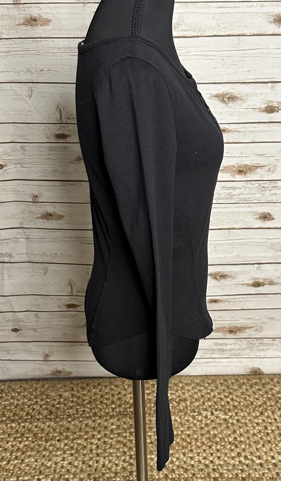 We The Free black long sleeve lace-up fitted top Size XS