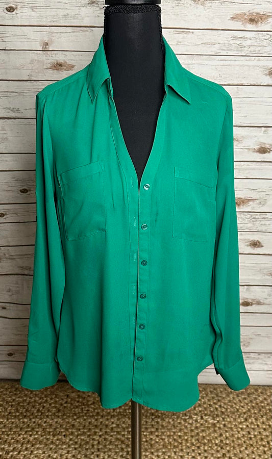 Express Slim Portofino kelly green long sleeve button-up shirt Size Small