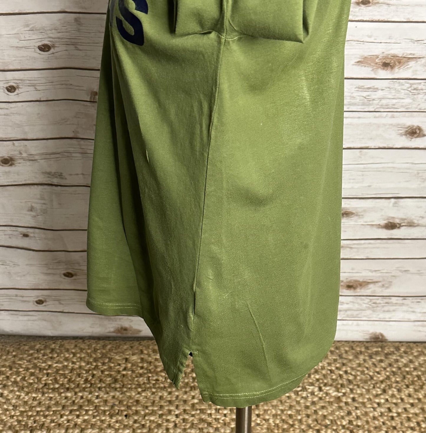 Adidas olive green cotton logo graphic hooded long sleeve t-shirt Youth L(14-16)