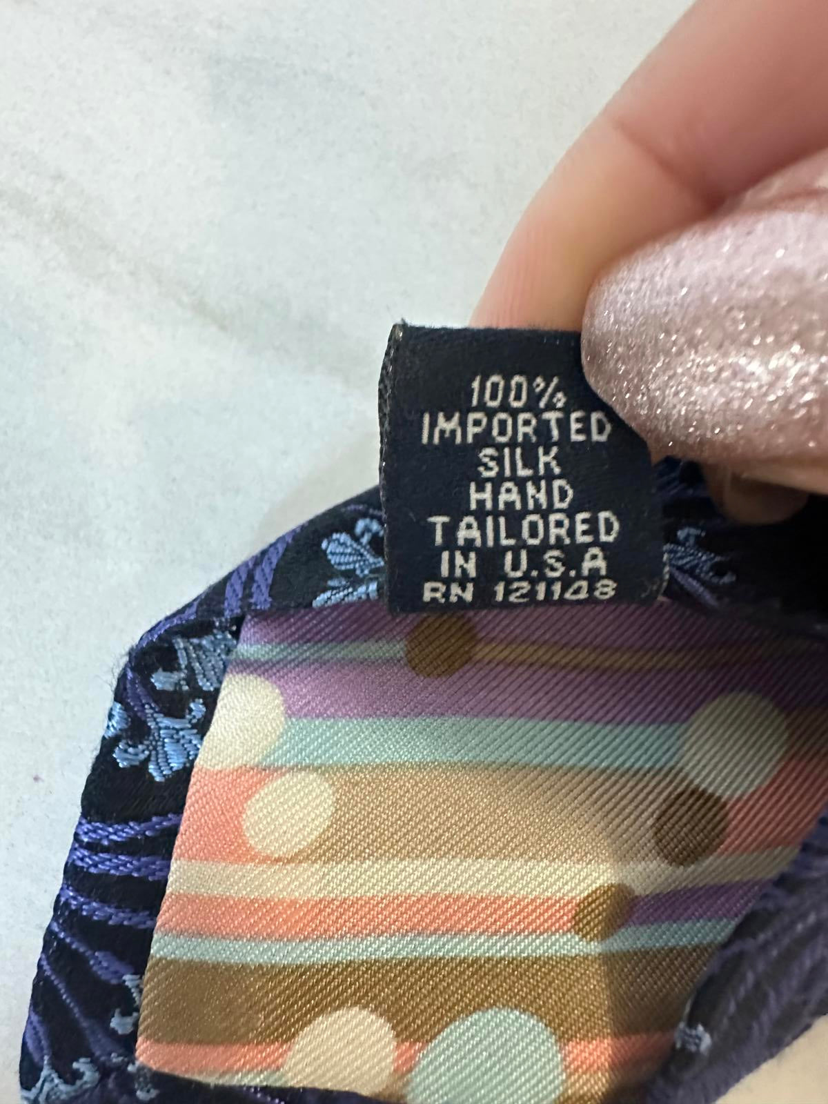 Ted Baker classic art deco corpcore navy/light blue/purple silk necktie