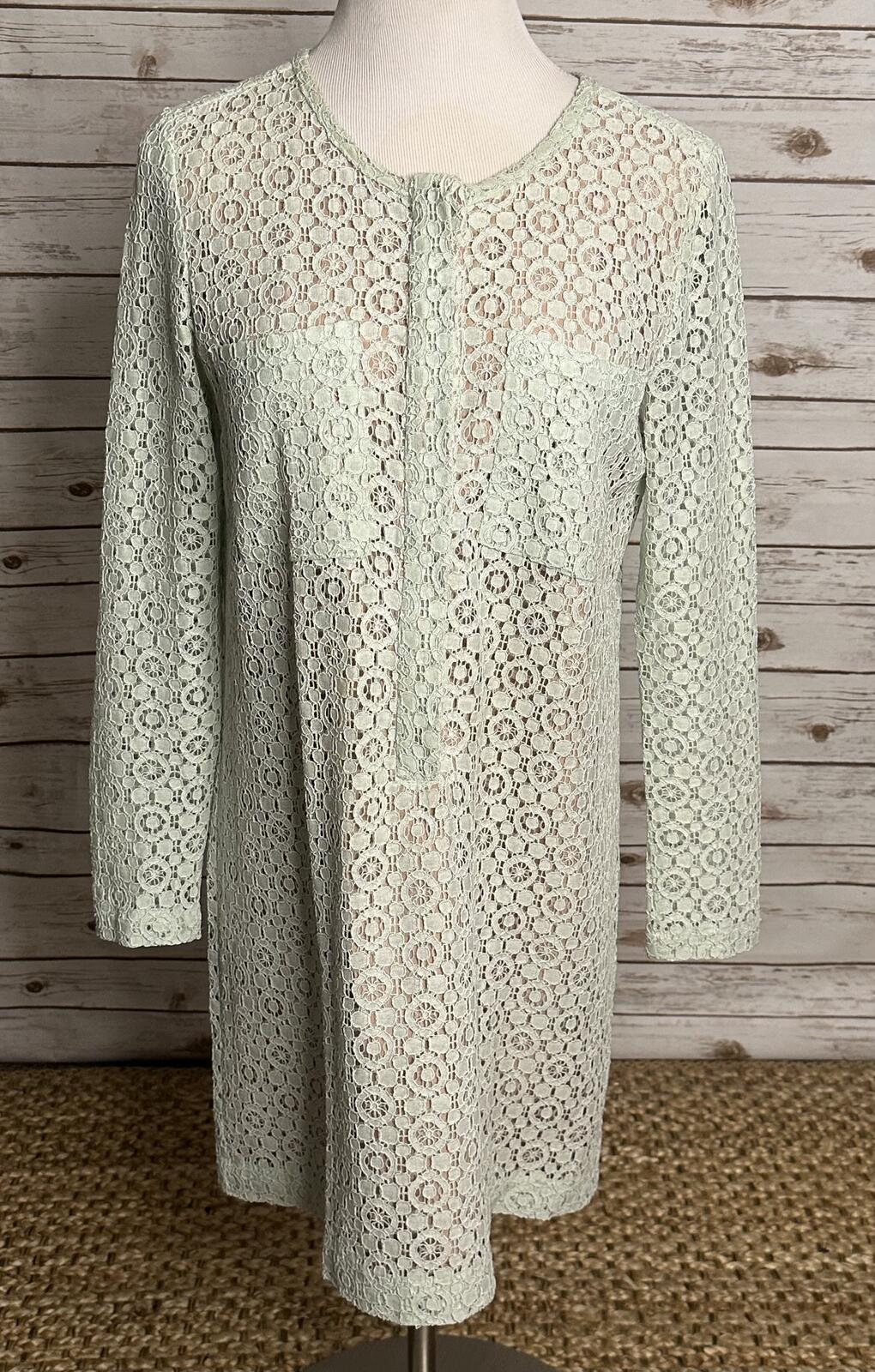 Victoria Beckham for Target mint green cotton-blend lace long sleeve dress Large