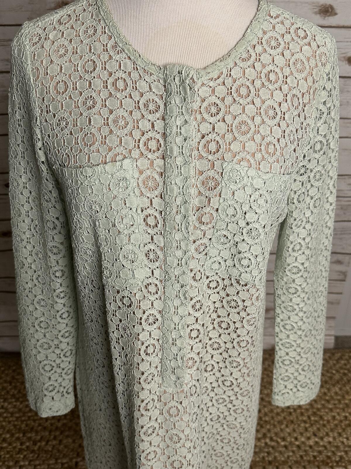 Victoria Beckham for Target mint green cotton-blend lace long sleeve dress Large