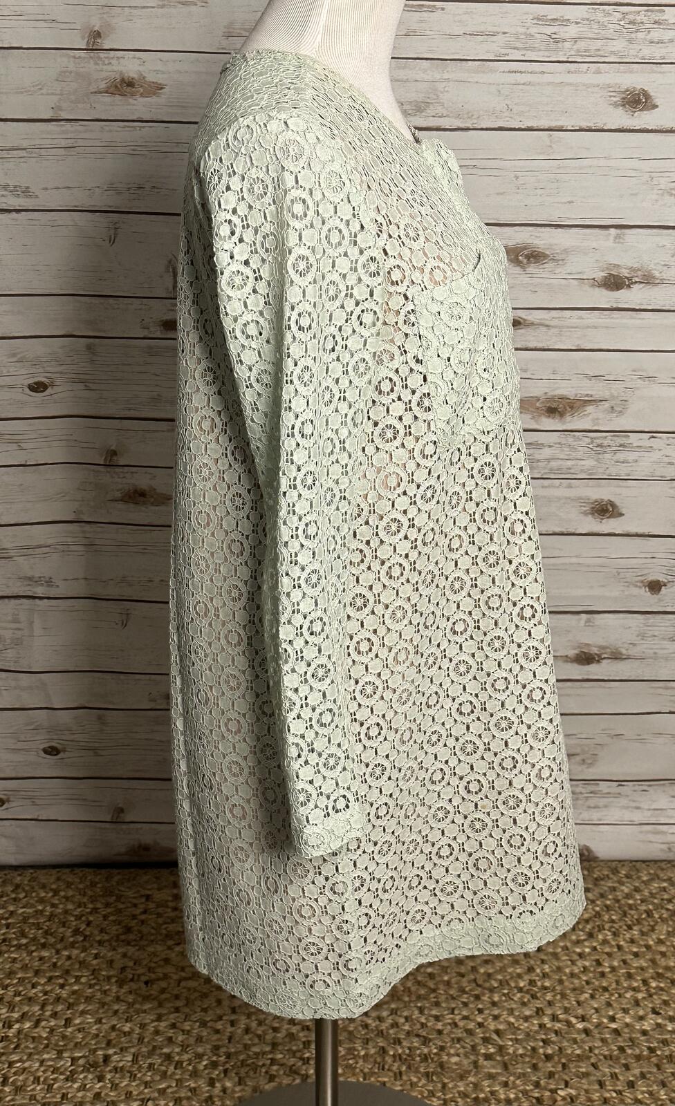 Victoria Beckham for Target mint green cotton-blend lace long sleeve dress Large
