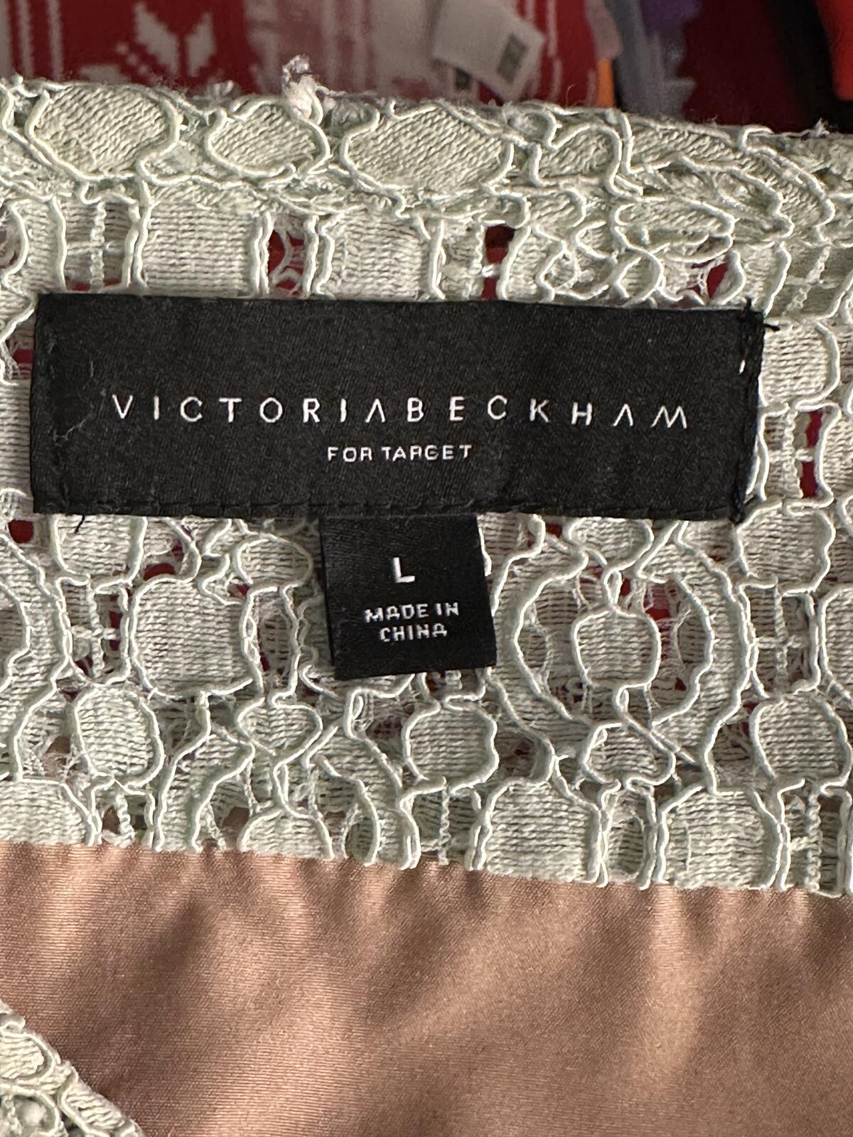 Victoria Beckham for Target mint green cotton-blend lace long sleeve dress Large