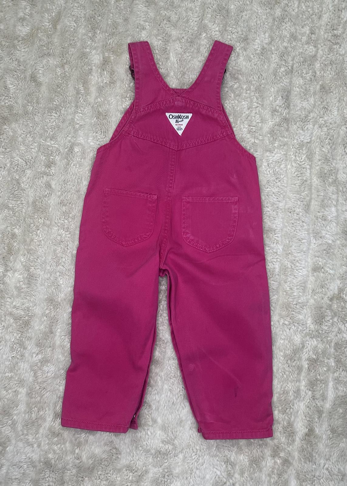 OshKosh B'gosh classic cotton pink floral embroidered bib-style overalls 12M