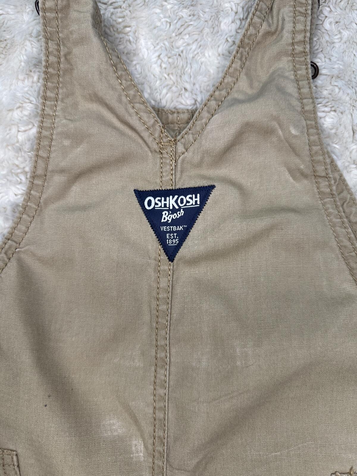 OshKosh B'gosh utility carpenter cotton overalls Size 24M khaki classic unisex