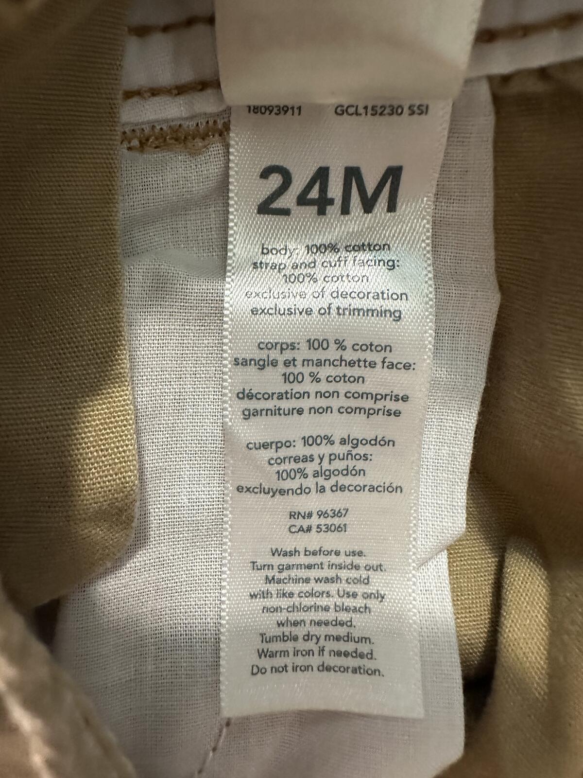 OshKosh B'gosh utility carpenter cotton overalls Size 24M khaki classic unisex