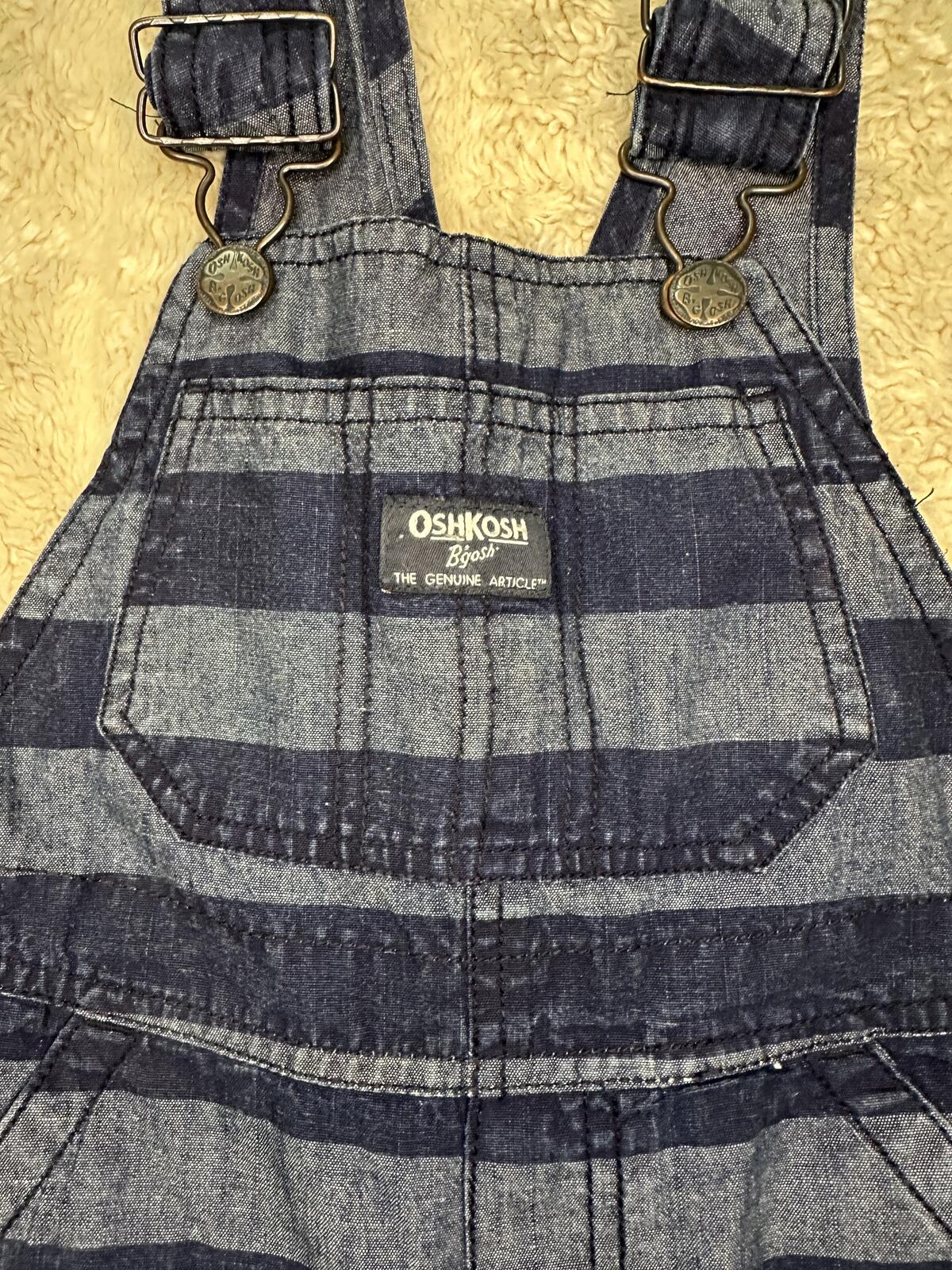 OshKosh B'gosh cotton overalls 4T navy/chambray striped classic vintage-inspired