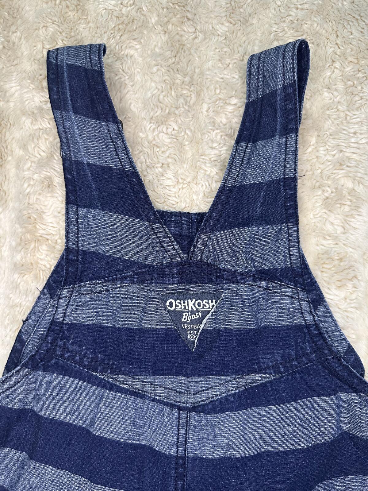 OshKosh B'gosh cotton overalls 4T navy/chambray striped classic vintage-inspired