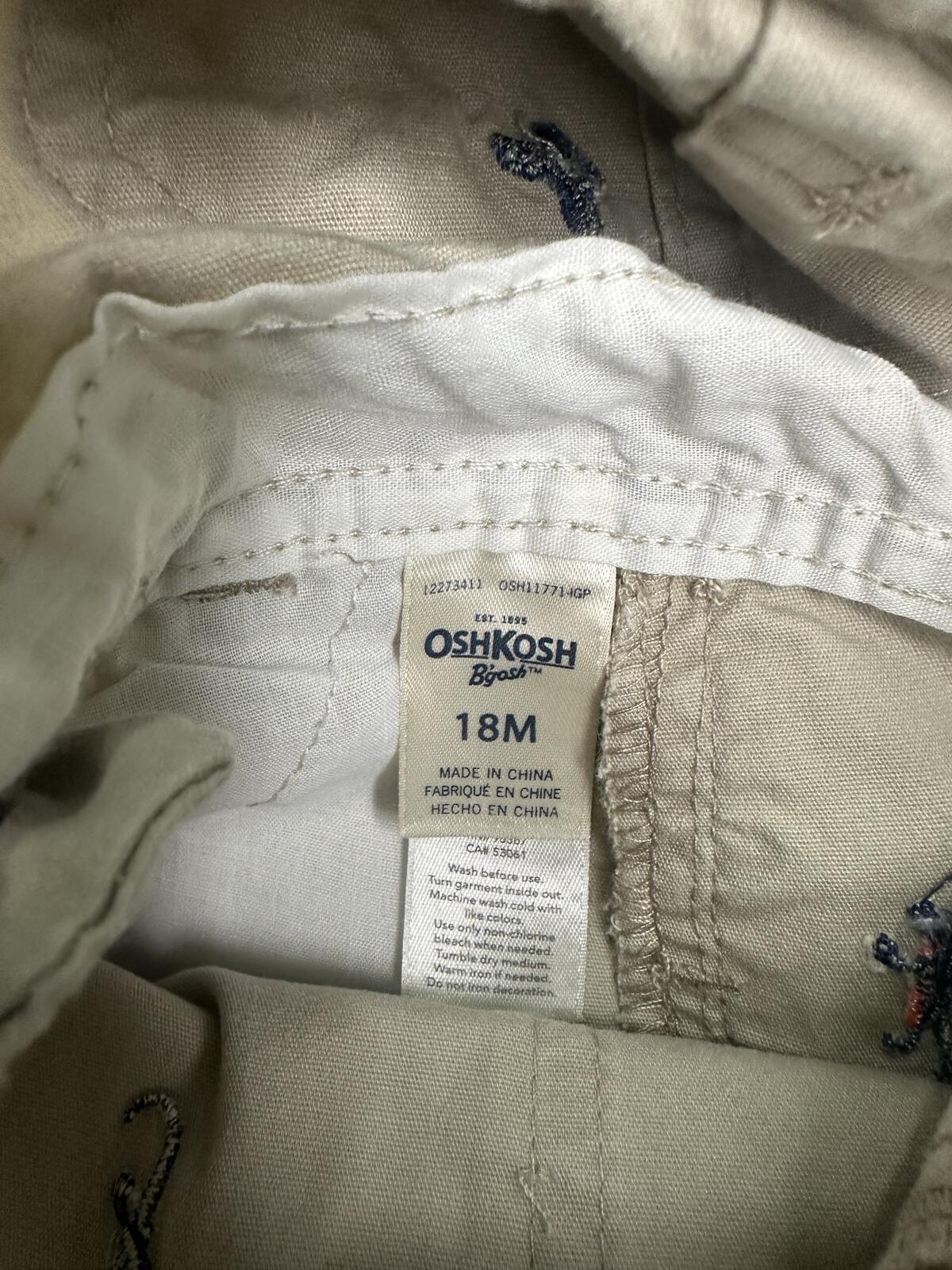 OshKosh B'gosh VestBak unisex khaki overalls 18M cotton embroidered classic