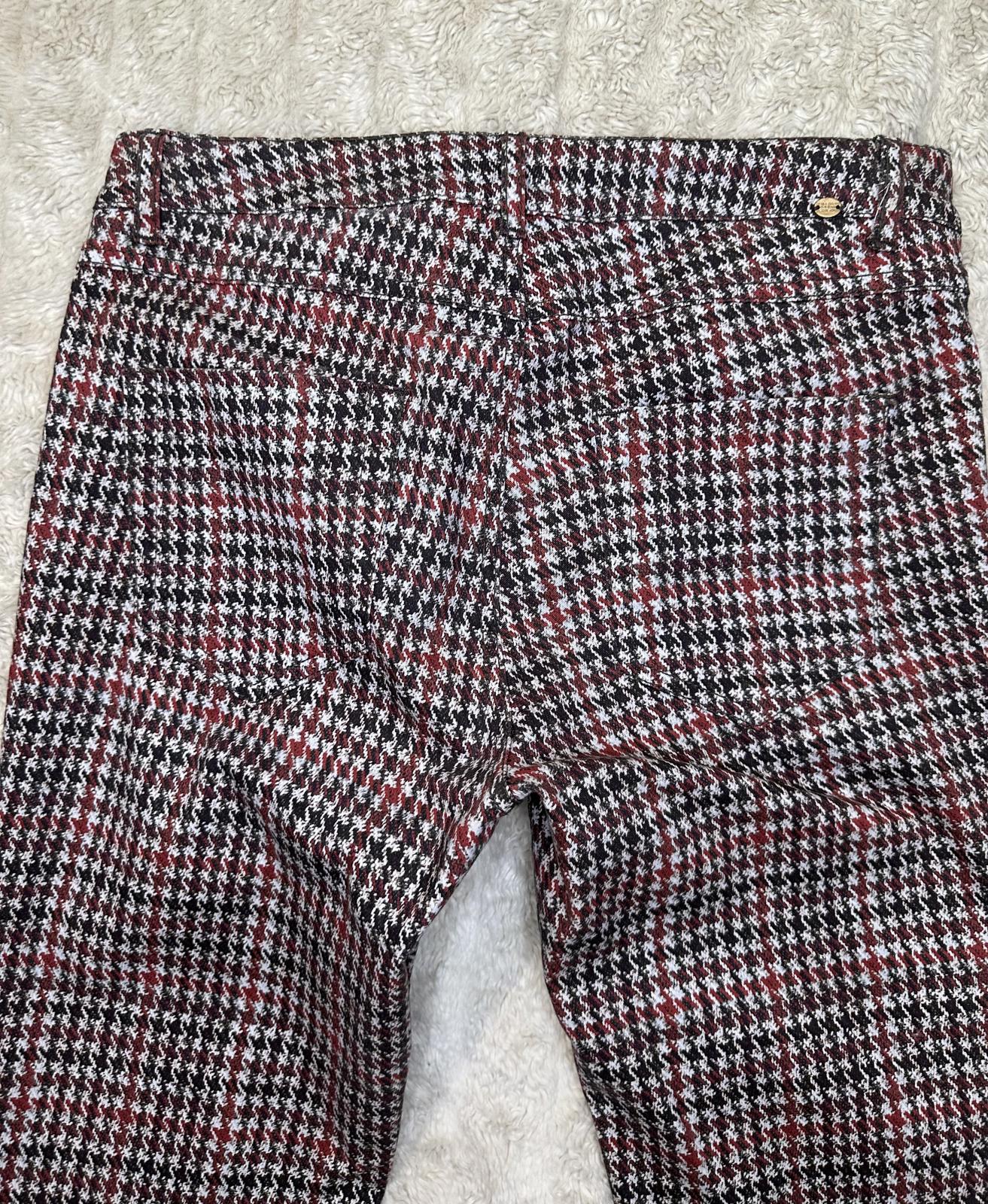 Zara red/brown/cream houndstooth plaid skinny jeans/slim stretch pants Size 6