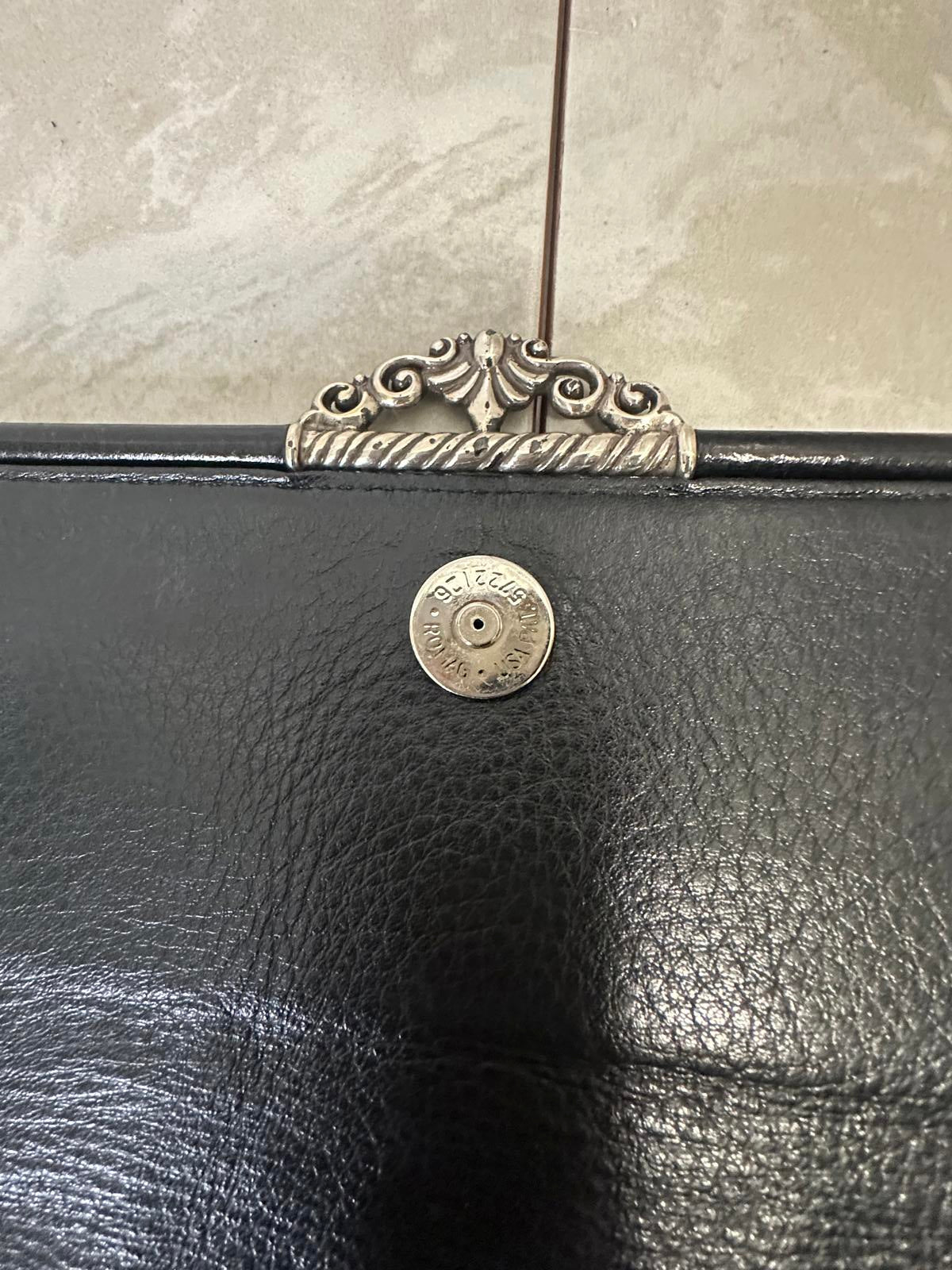 Vintage Brighton black croc-embossed leather snap button organizer/wallet/clutch