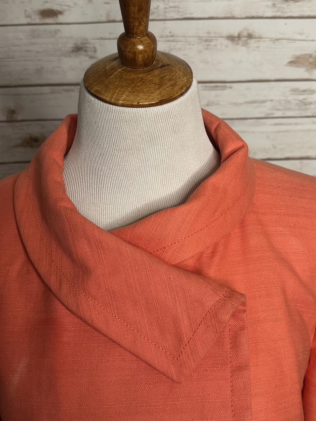 J.Crew coral linen-cotton textured structured collar cropped jacket Size 10