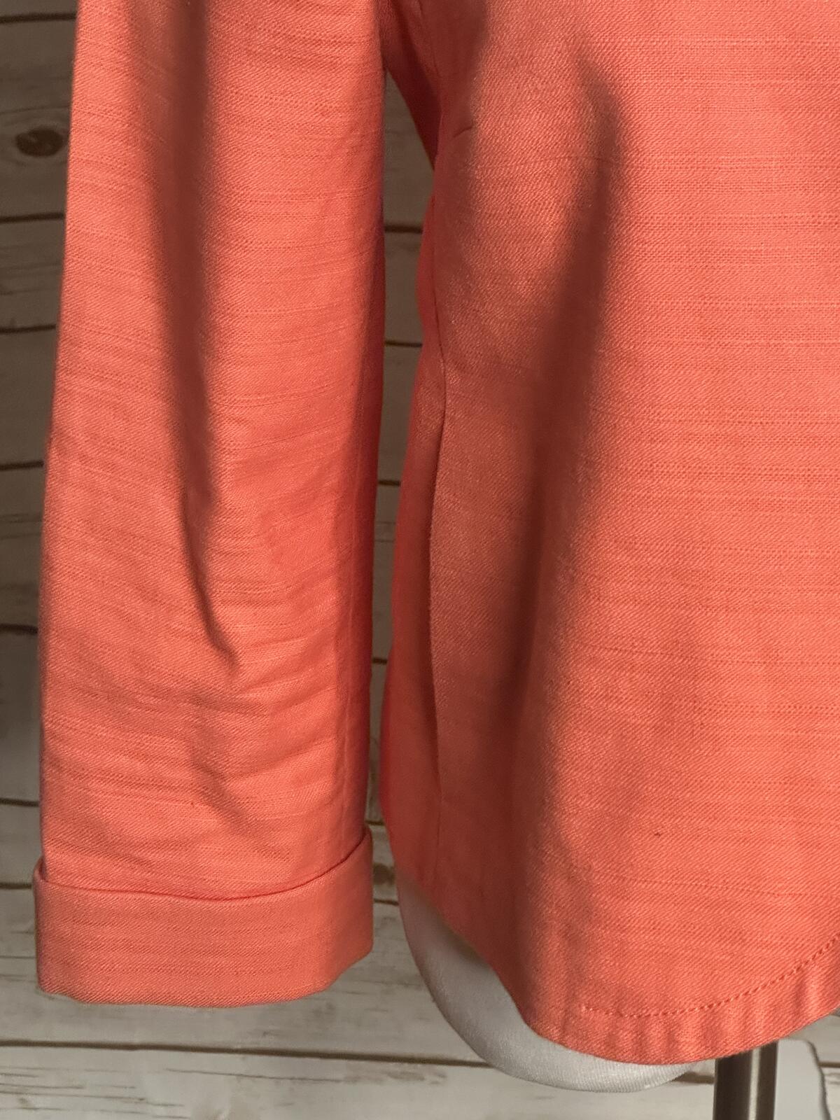 J.Crew coral linen-cotton textured structured collar cropped jacket Size 10