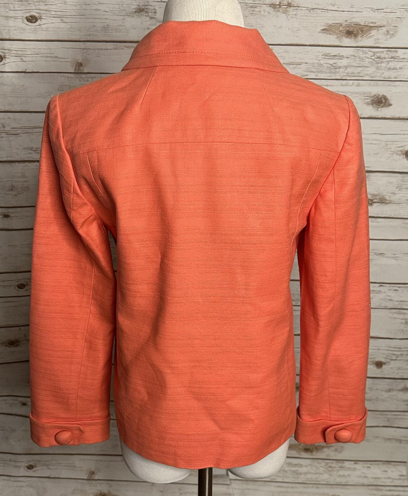 J.Crew coral linen-cotton textured structured collar cropped jacket Size 10